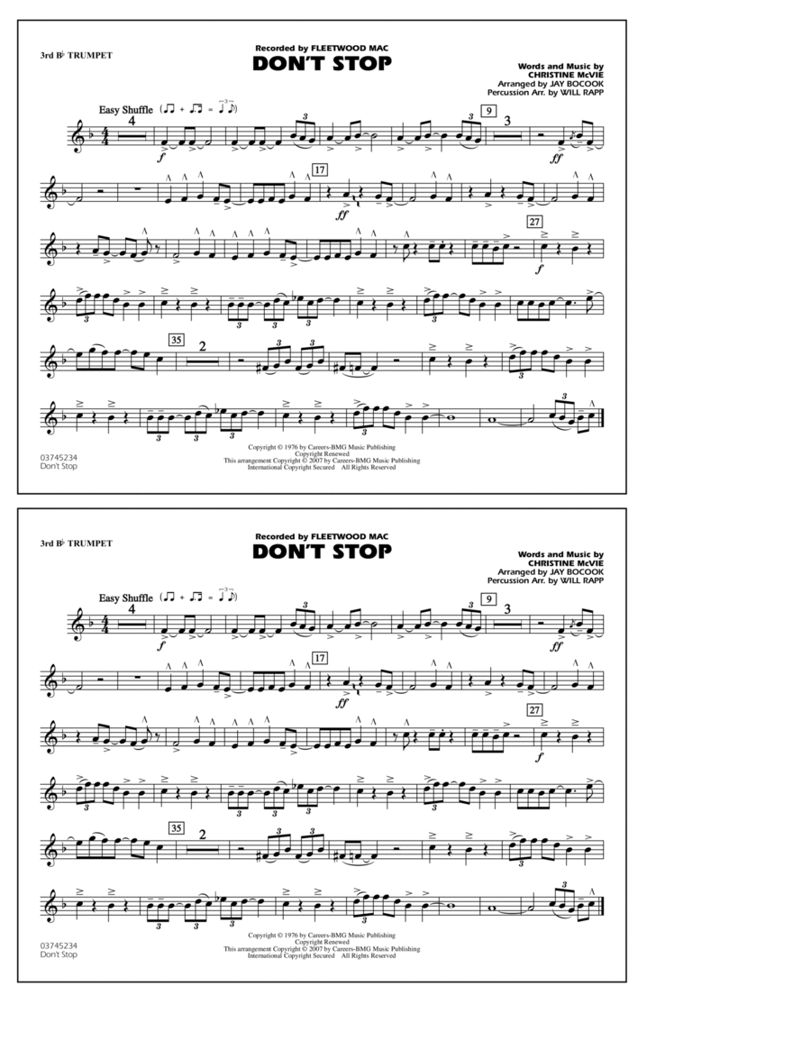 Don't Stop (arr. Jay Bocook) - 3rd Bb Trumpet