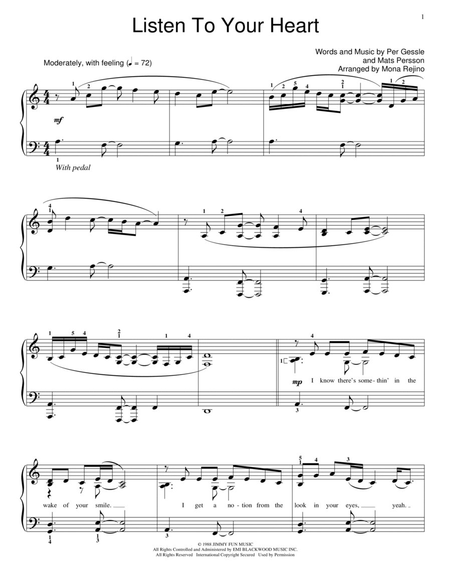 Listen To Your Heart Piano Method scores gallery preview page 1