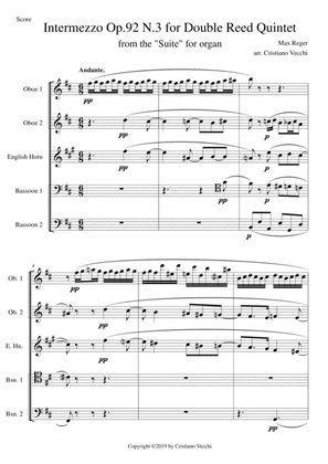 Intermezzo Op.92 N.3 for Double Reed Quintet