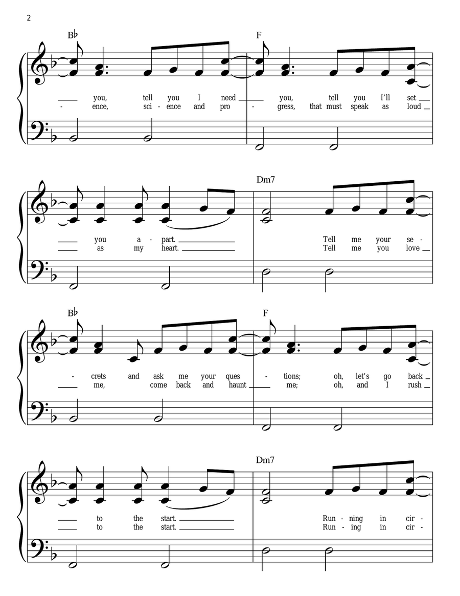 The Scientist Easy Piano scores gallery preview page 2