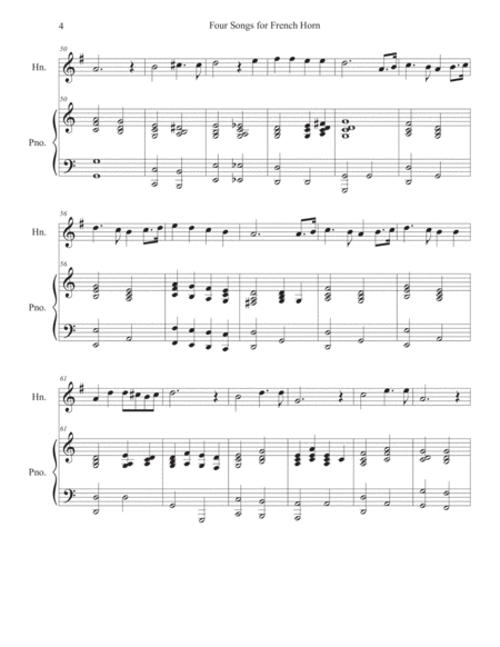 Four Songs for Easy French Horn Solo by Various Piano - Digital Sheet Music