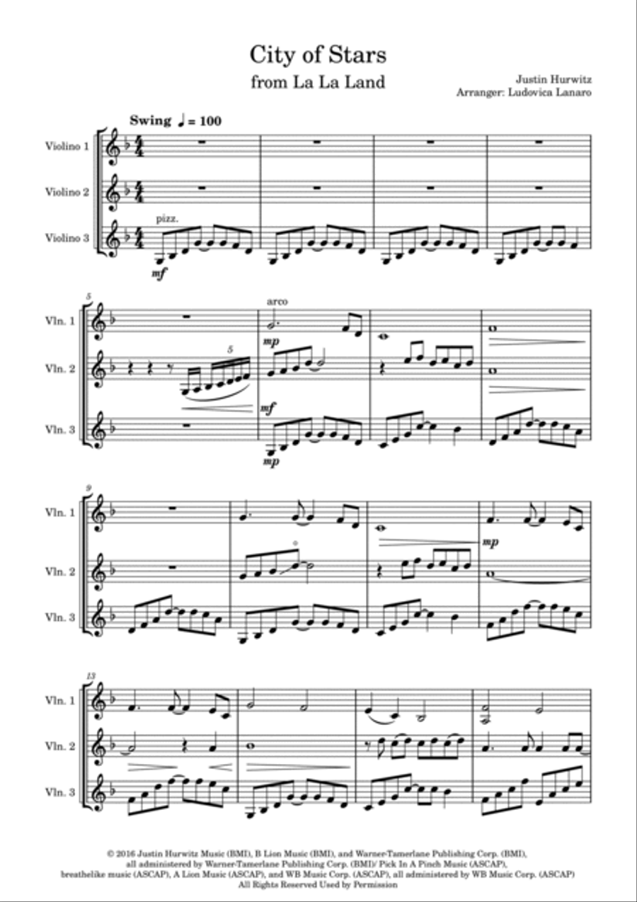City Of Stars City Of Stars Violin Solo scores gallery preview page 3