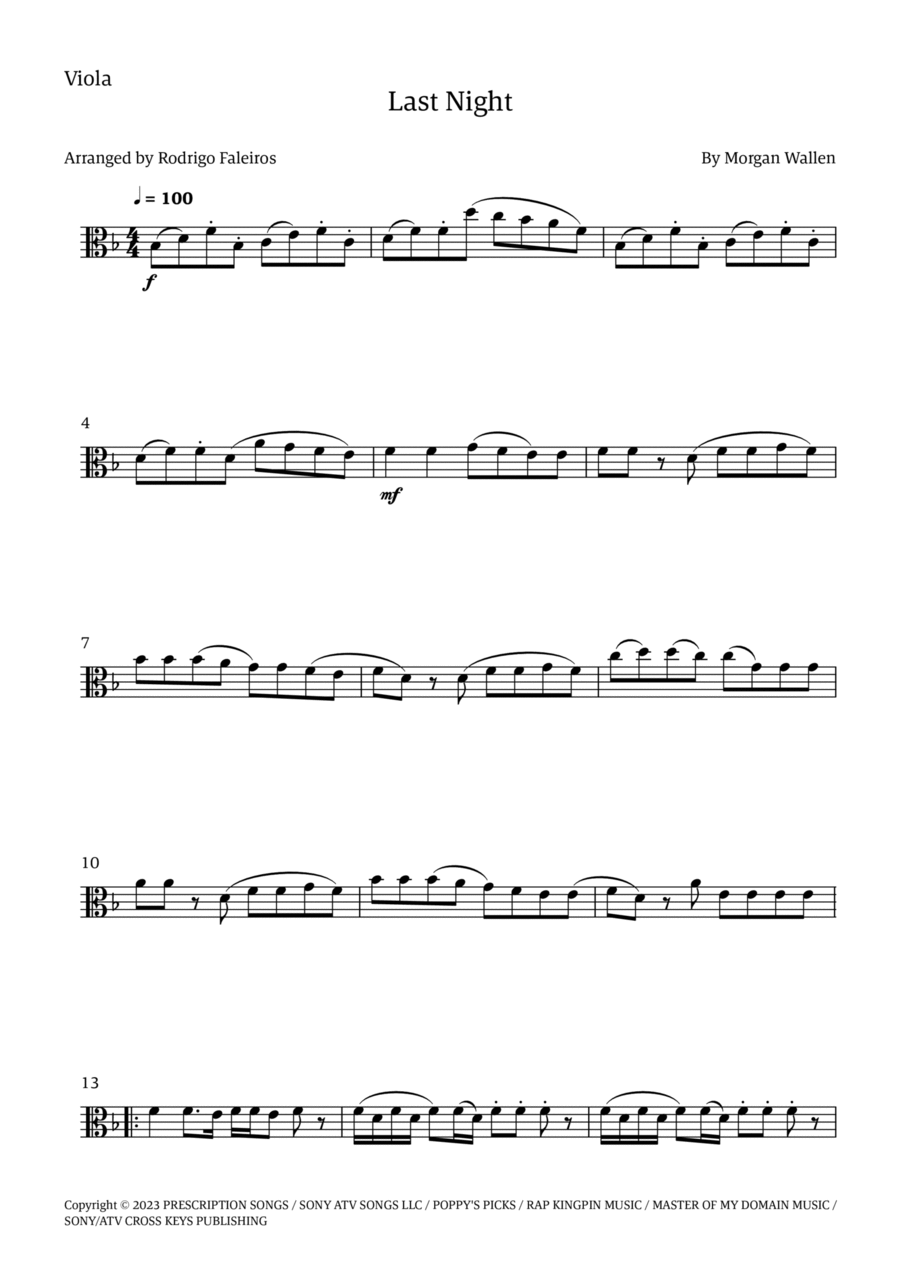 Last Night Viola Solo scores gallery preview page 1