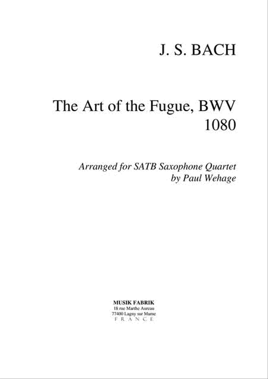 Art of the Fugue (complete) Saxophone Quartet scores gallery preview page 1
