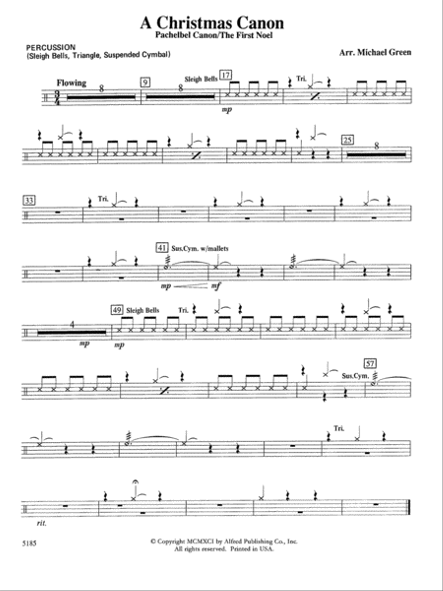 A Christmas Canon (Pachelbel Canon / The First Noel): 1st Percussion Concert Band scores gallery preview page 1