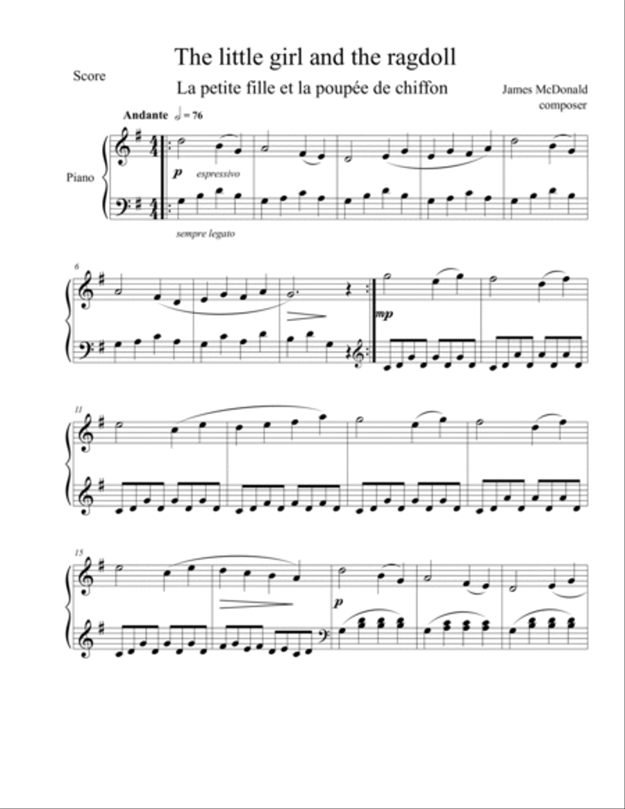 The little girl and the rag doll Easy Piano scores gallery preview page 2