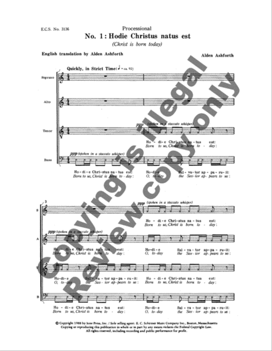 Three Christmas Motets: 1. Hodie Christus natus est (Christ is born today) 4-Part scores gallery preview page 9