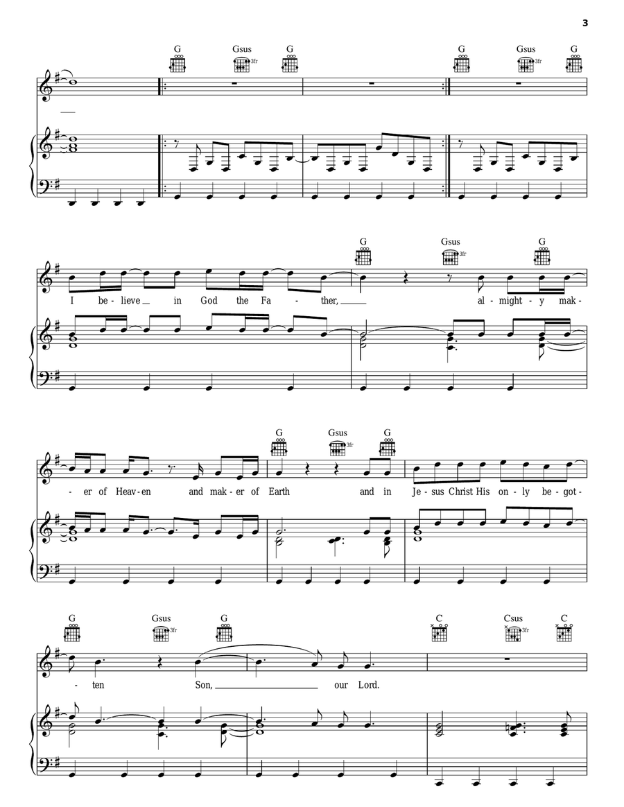 Creed (Credo) Piano, Vocal, Guitar scores gallery preview page 3