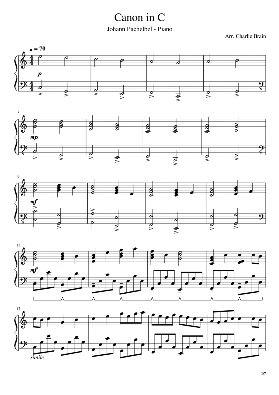 Canon in C Violin Solo Violin Solo scores gallery preview page 1