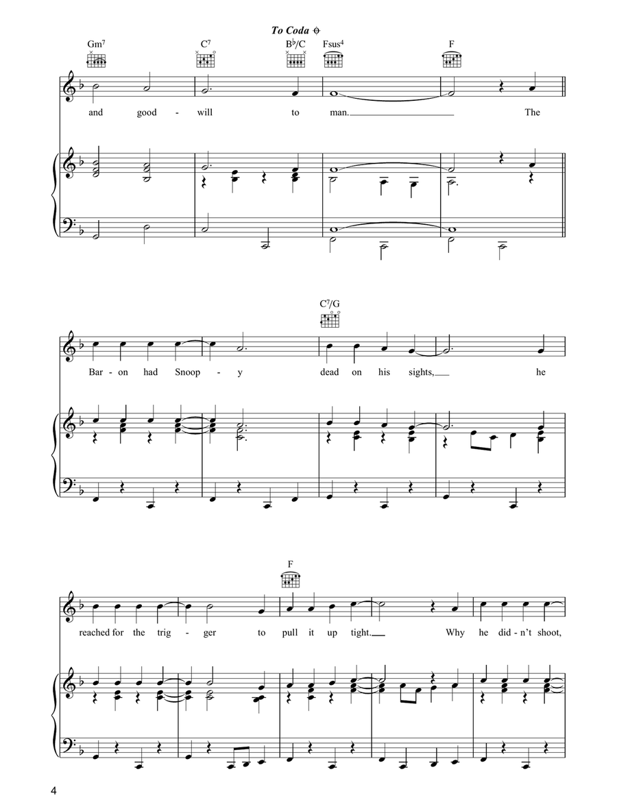 Snoopy's Christmas Snoopy's Christmas Piano, Vocal, Guitar scores gallery preview page 4