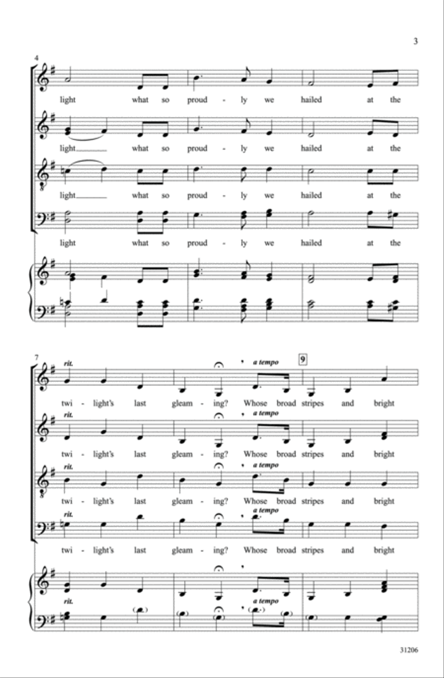 The Star-Spangled Banner 4-Part scores gallery preview page 3