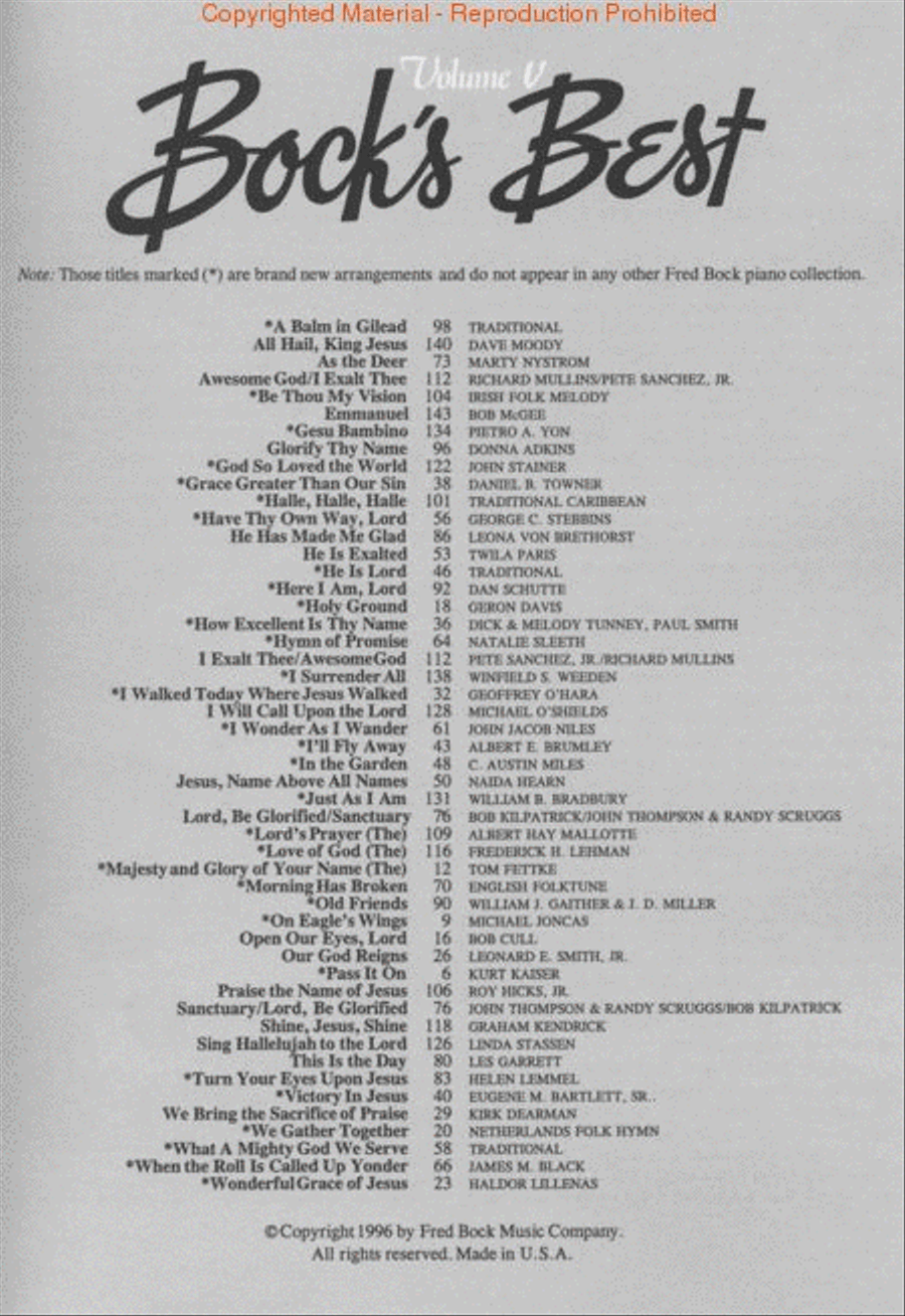 Bock's Best - Volume 5 Piano Solo scores gallery preview page 2