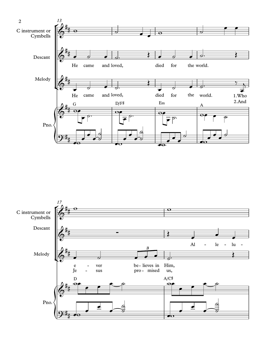 Advent Song: Jesus Came to Earth with Come, Thou Long-Expected Jesus Medium Voice scores gallery preview page 2