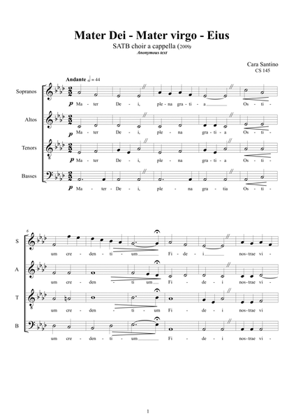 Mater Dei Mater Virgo Eius - Choir SATB a cappella image number null