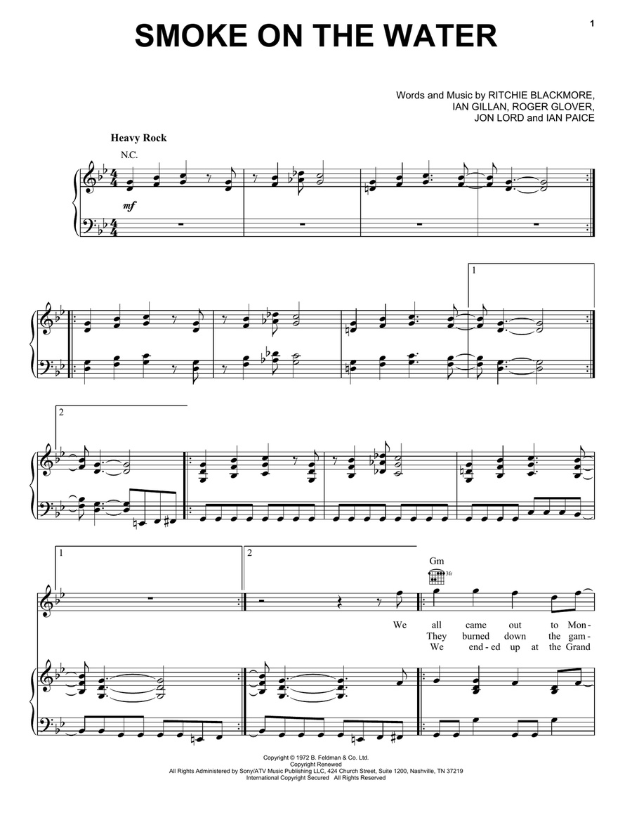 Smoke On The Water Acoustic Guitar scores gallery preview page 1