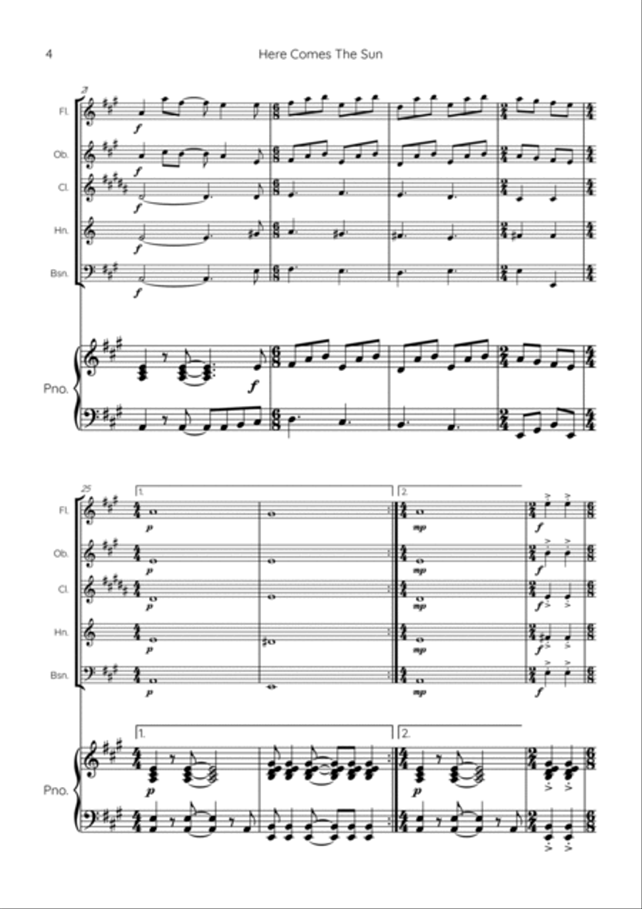 Here Comes The Sun Chamber Music scores gallery preview page 4