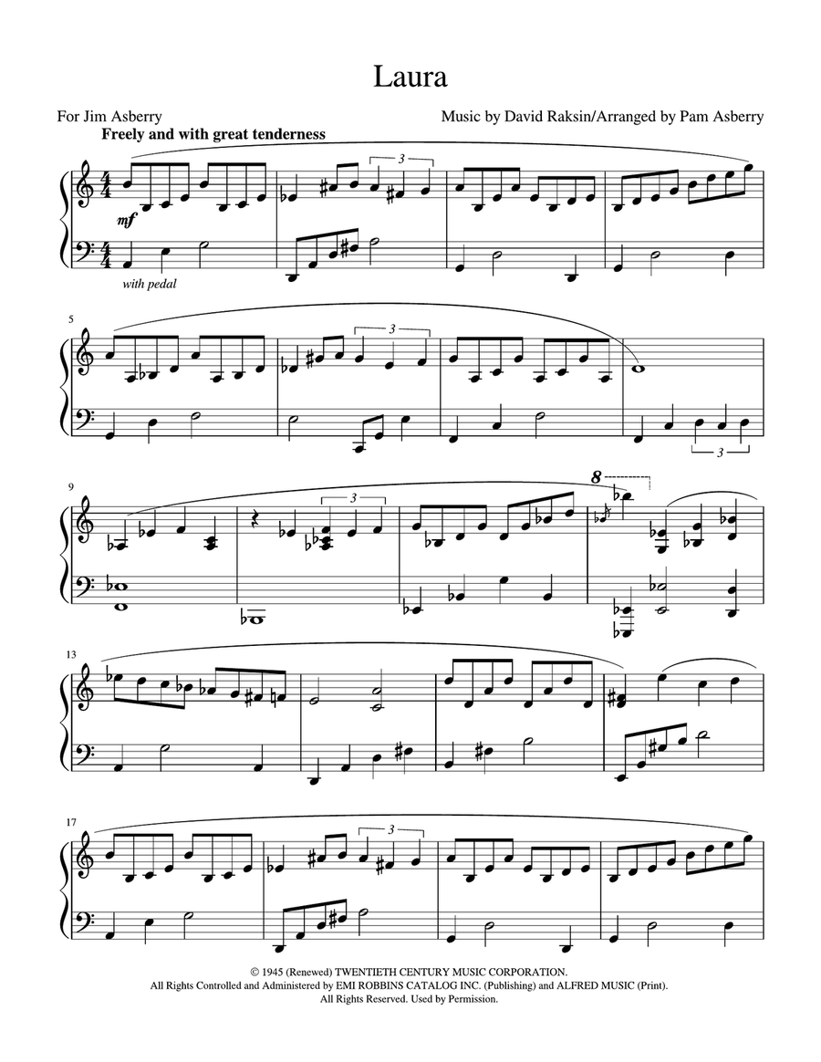 Laura Piano Solo scores gallery preview page 1