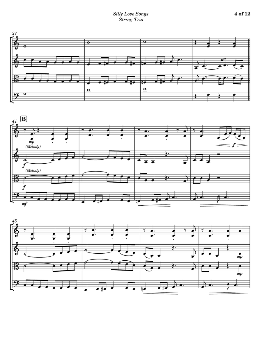 Silly Love Songs String Trio scores gallery preview page 4