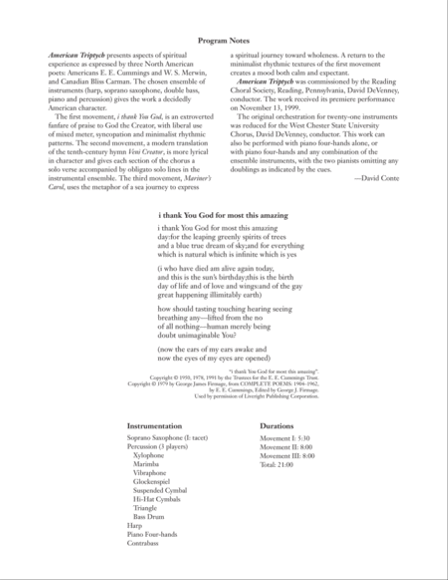 American Triptych: I. i thank You God 4-Part scores gallery preview page 2