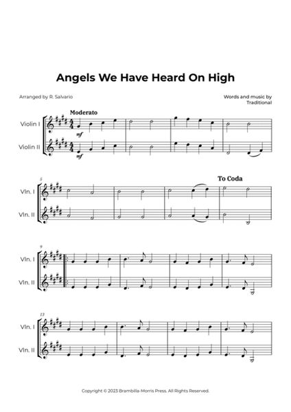 Angels We Have Heard On High (Key of E Major) image number null