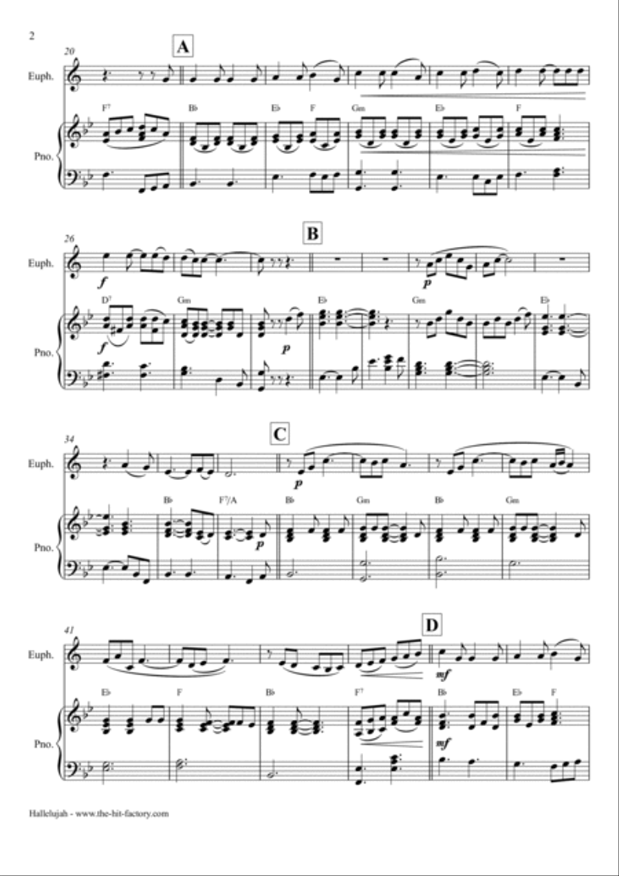 Hallelujah Euphonium scores gallery preview page 2