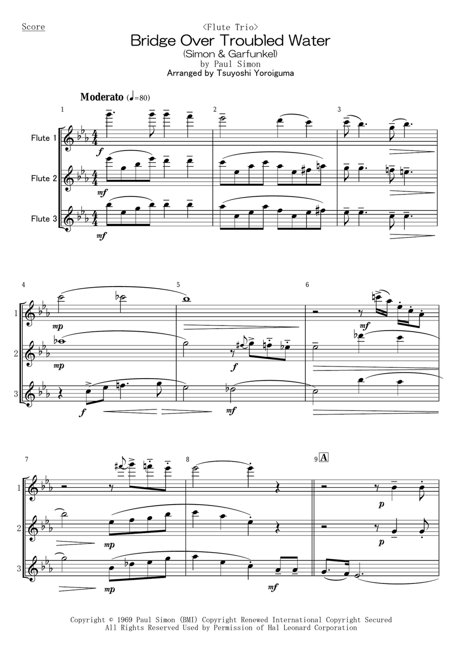 Bridge Over Troubled Water Woodwind Trio scores gallery preview page 1