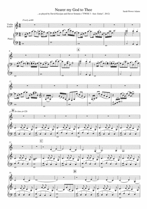 Nearer my God to Thee (piano & violin) - EASY
