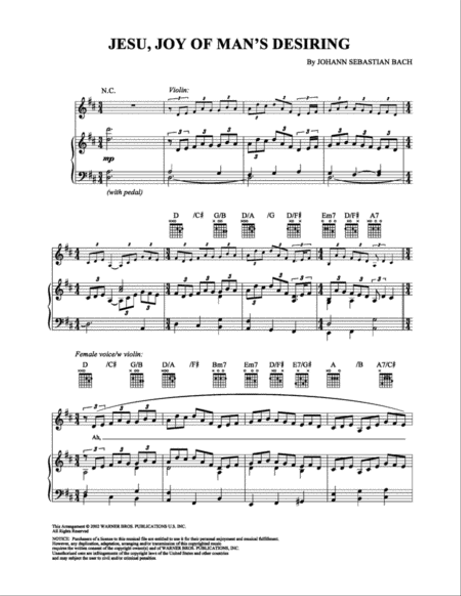 Jesu, Joy of Man's Desiring Piano, Vocal, Guitar scores gallery preview page 1