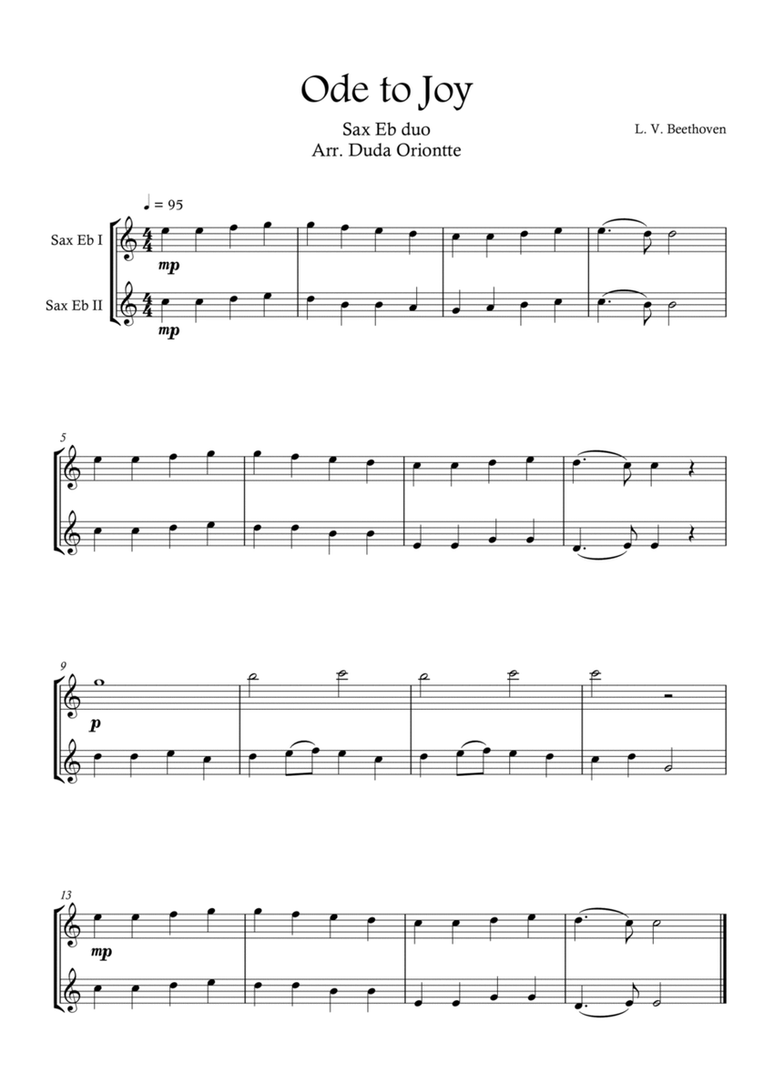 Ode the Joy ( Saxophone Baritono Duo - Beethoven Symphony No. 9 ) BEGINNER image number null