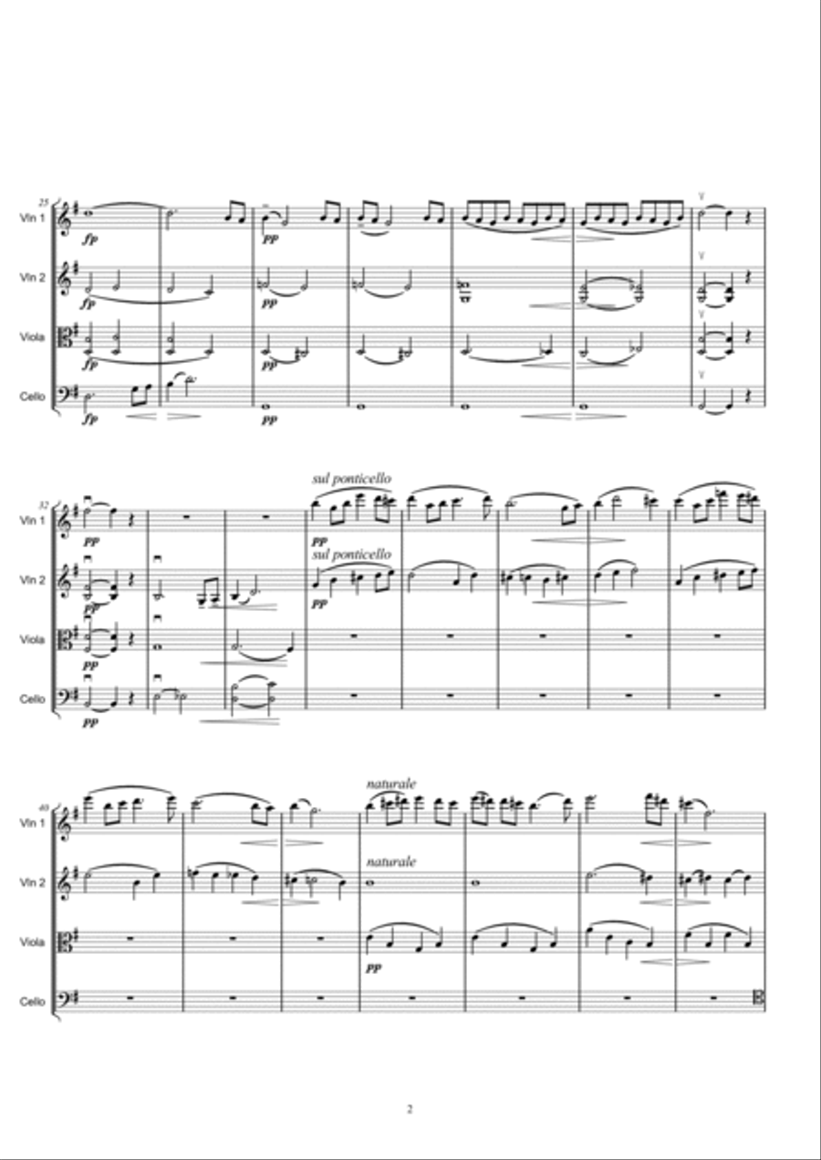 Våren (Last Spring) by Edvard Grieg String Quartet scores gallery preview page 2