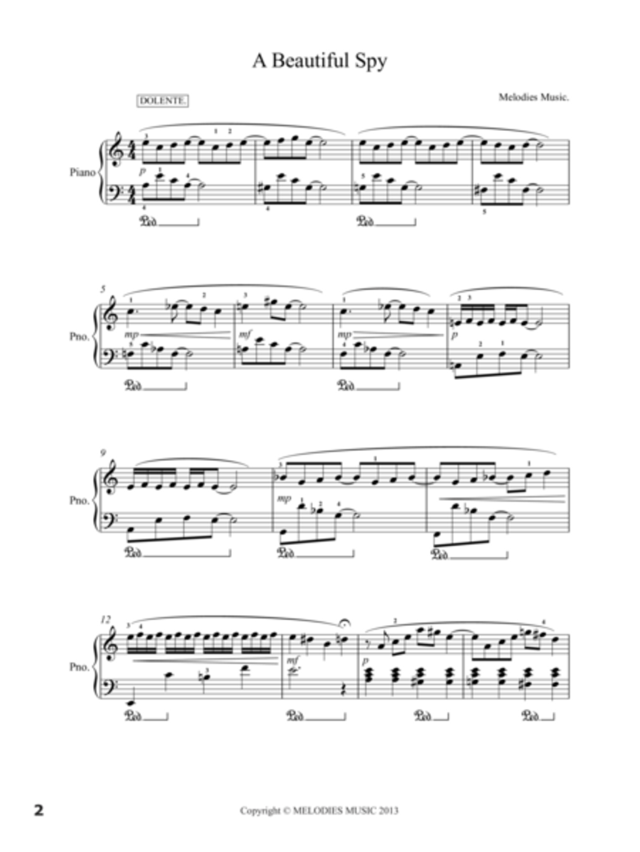 A BEAUTIFUL SPY. Piano Solo scores gallery preview page 1