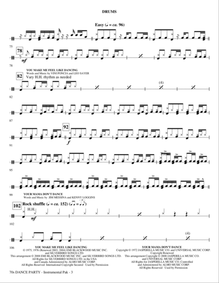 70s Dance Party (Medley) - Drums Choir scores gallery preview page 3