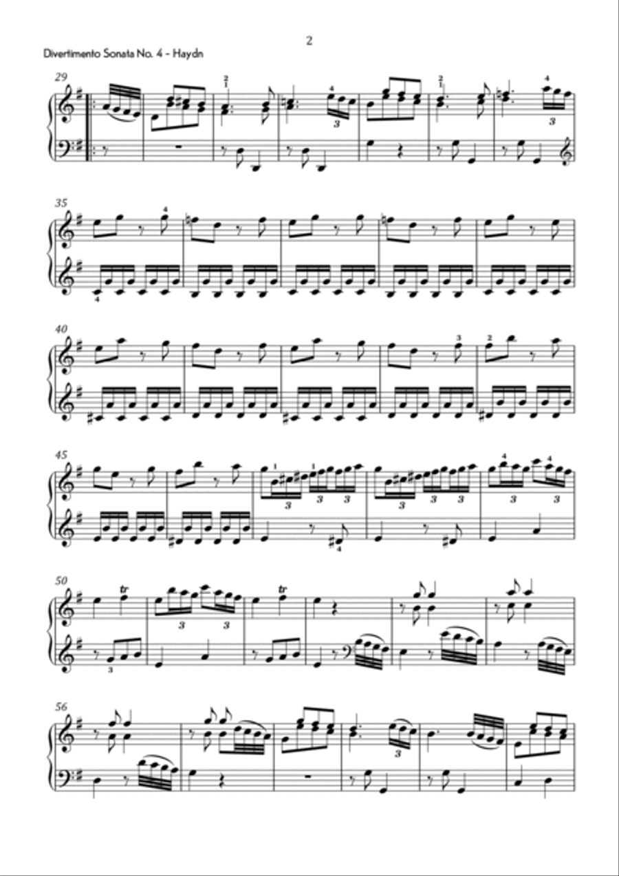 Haydn - Divertimento Sonata No. 4 in G Major - Intermediate Chamber Music scores gallery preview page 3