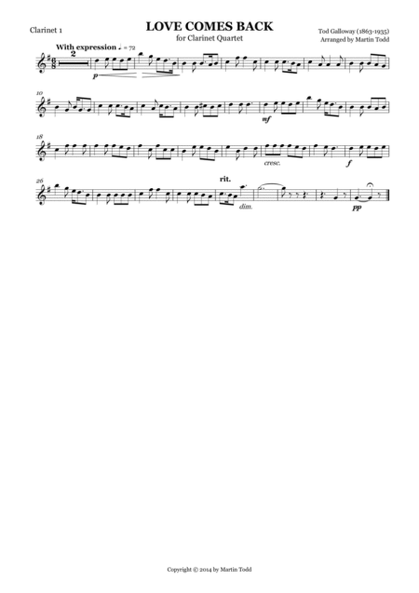 Love Comes Back for Clarinet Quartet image number null