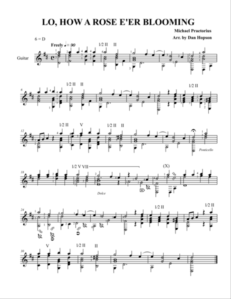 Lo, How a Rose E'er Blooming Classical Guitar scores gallery preview page 1