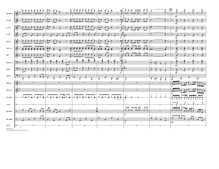 The Devil Went Down to Georgia - Full Score Marching Band scores gallery preview page 4