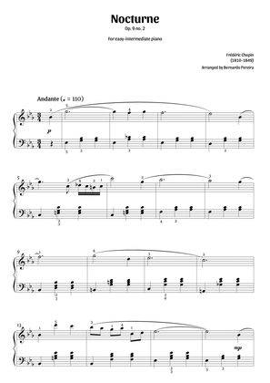 Nocturne Op. 9 no. 2 (easy-intermediate piano – clean with fingering)