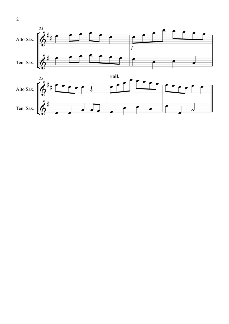 Early One Morning for Alto and Tenor Saxophone Duet Early One Morning for Alto and Tenor Saxophone Duet Woodwind Duet scores gallery preview page 2