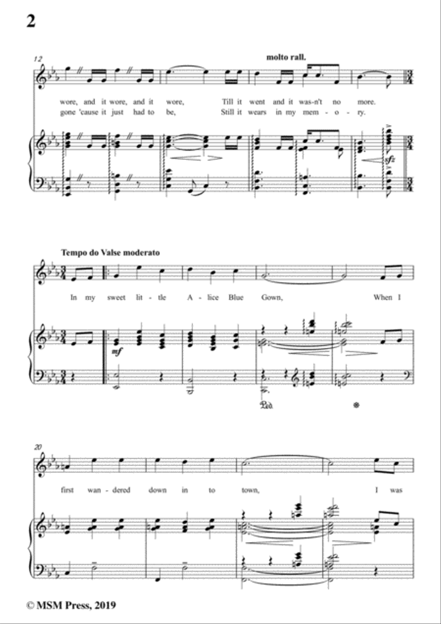 Harry Tierney-Alice Blue Gown,in E flat Major,for Voice and Piano Voice Solo scores gallery preview page 4