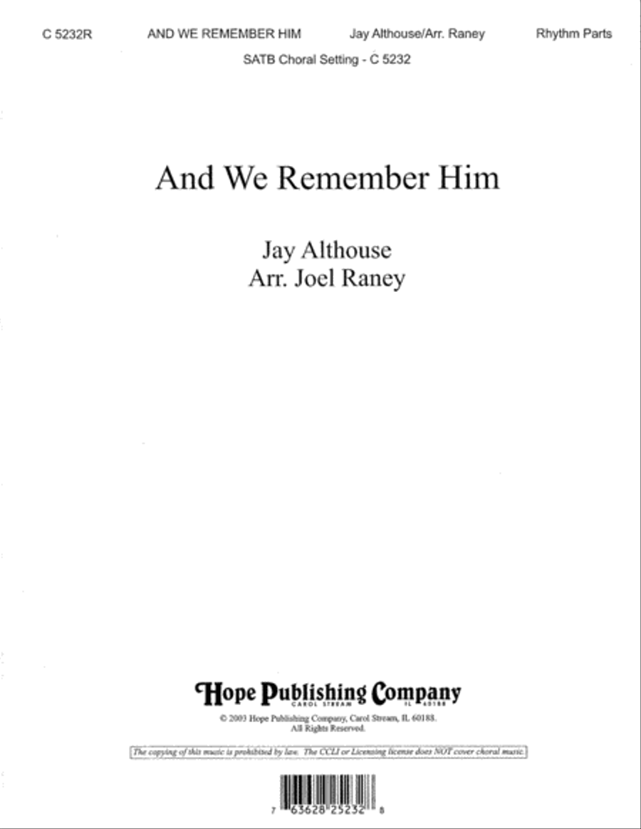 And We Remember Him And We Remember Him Set of Parts scores gallery preview page 1
