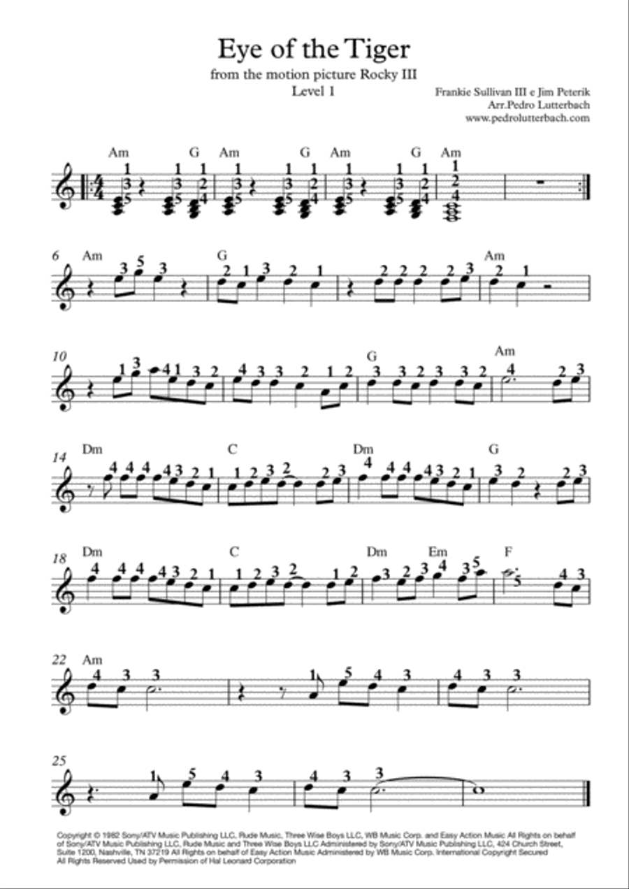 Eye Of The Tiger Easy Piano scores gallery preview page 1