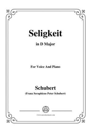 Book cover for Schubert-Seligkeit in D Major,for voice and piano