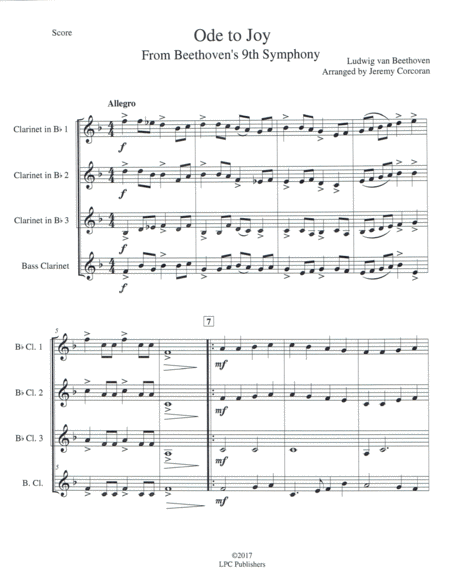 Ode to Joy for Clarinet Quartet image number null