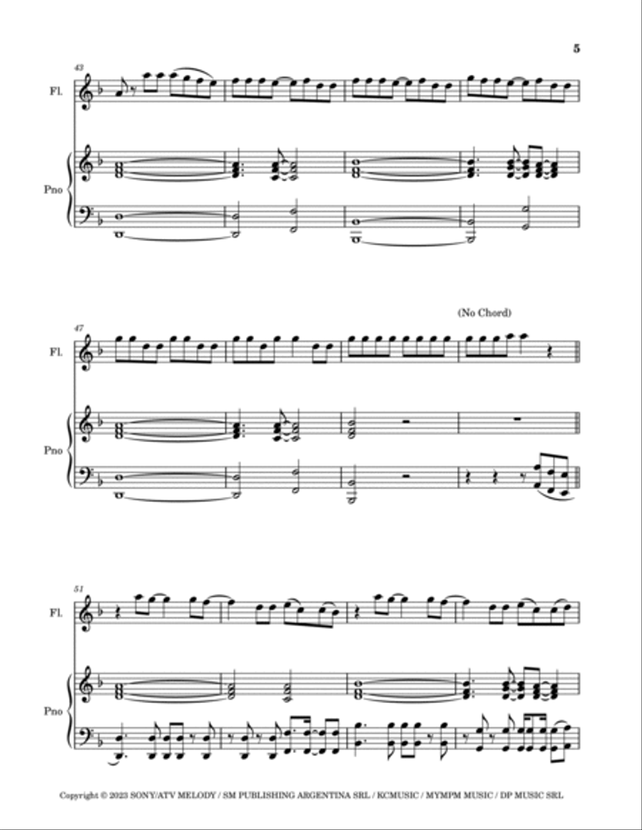 Shakira: Bzrp Music Sessions Vol. 53 Flute Solo scores gallery preview page 5