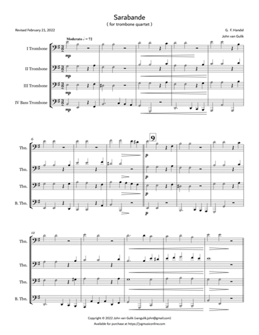 Sarabande - Trombone Quartet image number null