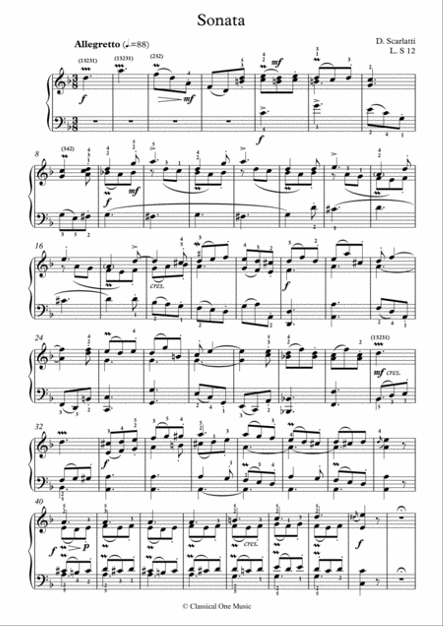 Scarlatti-Sonata in d-minor L.S12 K.459(piano) Piano Solo scores gallery preview page 2