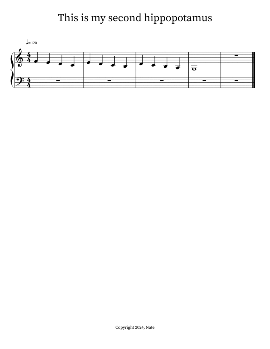 This is my second hippopotamus Easy Piano scores gallery preview page 1