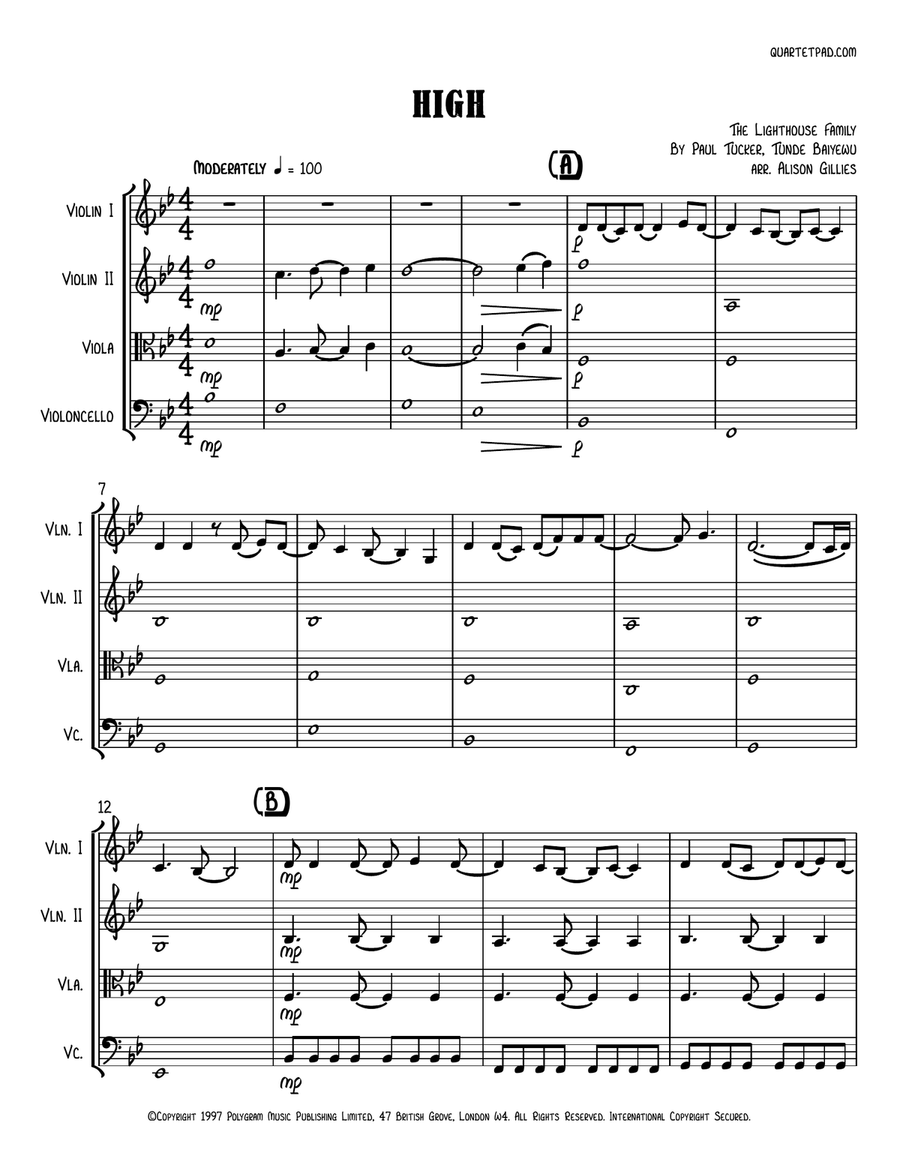 High String Quartet scores gallery preview page 1