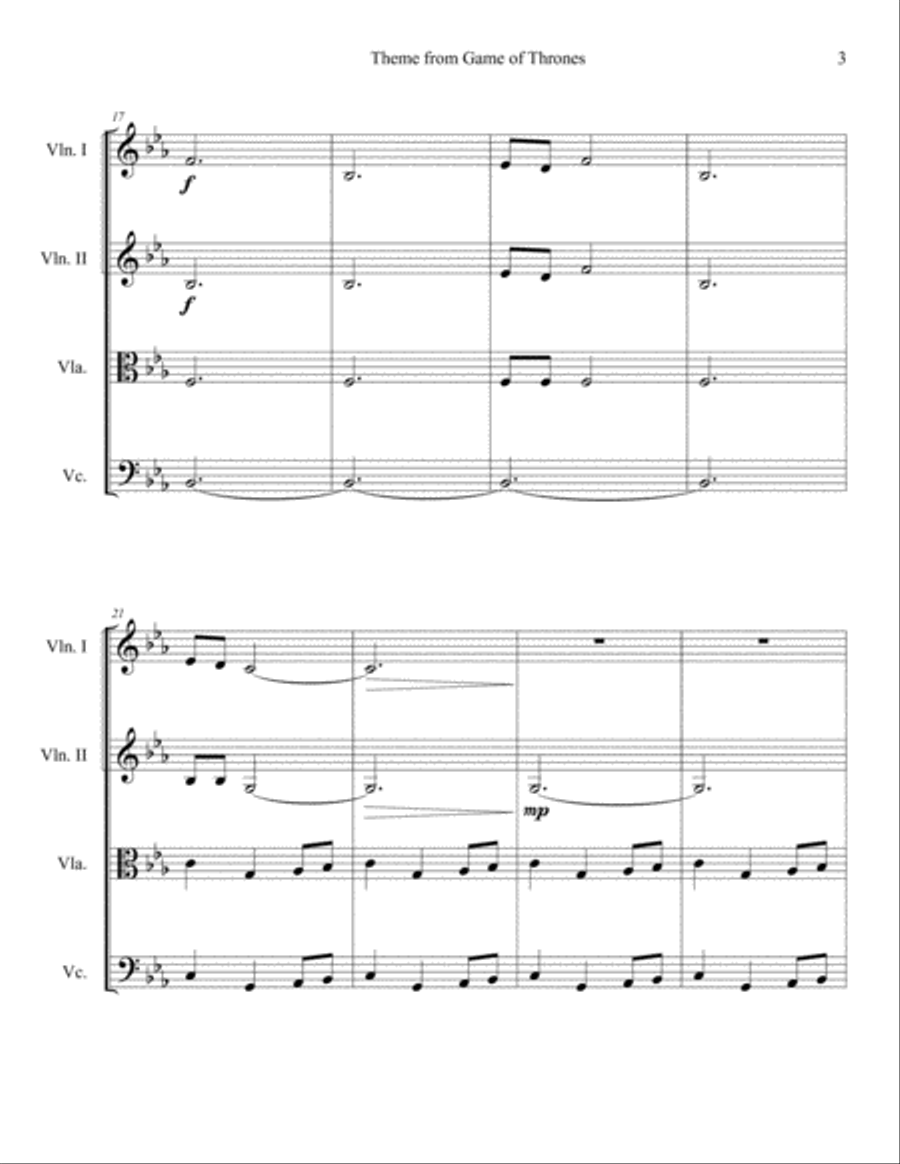 Game Of Thrones String Quartet scores gallery preview page 5