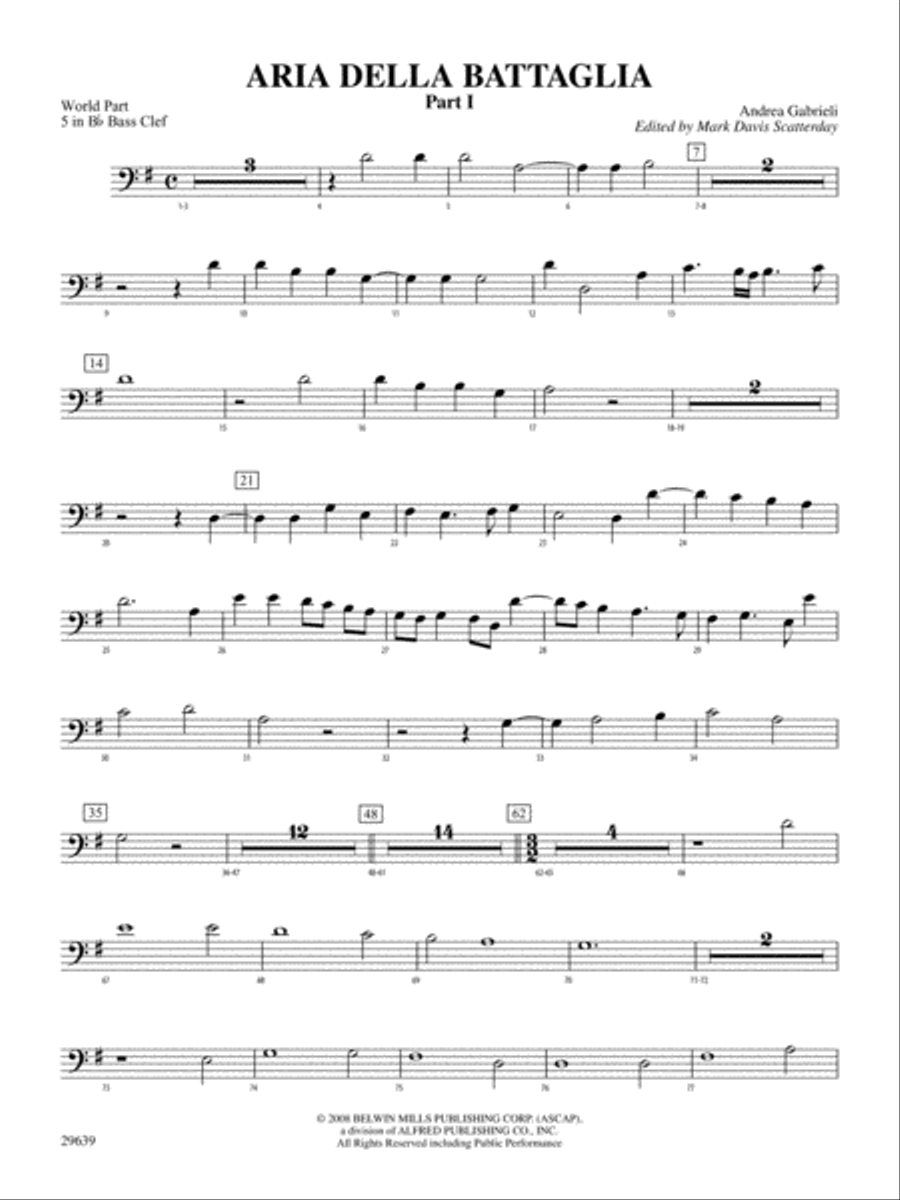 Aria Della Battaglia: (World Part) 5 in Bb Bass Clef Concert Band scores gallery preview page 1
